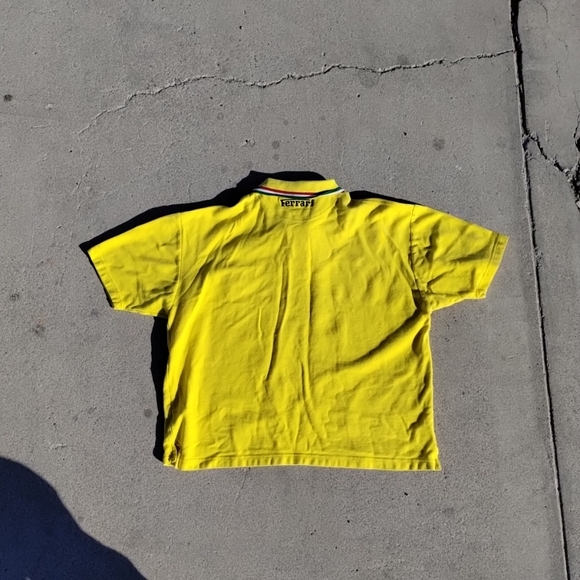Vintage 1996 😎 Ferrari Polo Shirt Mens XL Yellow Short Sleeve Embroidered XL - Picture 6 of 7